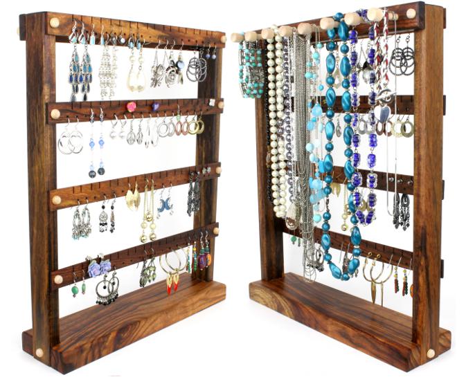 Caribbean Rosewood Jewelry Holder with Necklace Rack